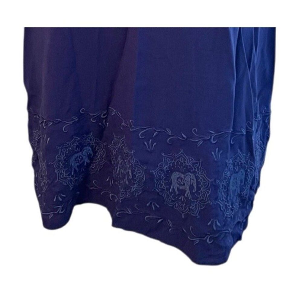 Simply Southern Large Blue Purple Shift Dress Elephant Embroidery Ruffle Sleeves - Picture 3 of 10